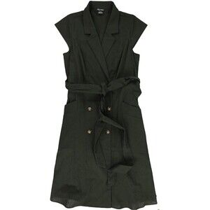 City Chic Womens Plus XS 14 Military Green Button Up Collared Dress NWT CN74